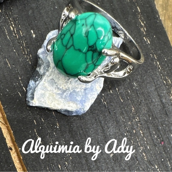 Turquoise and silver gem ring/Navajo turquoise ring/bohemian western - Picture 1 of 5